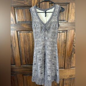 Elegant Vintage Elaua Kattau Gray Lace Dress Size Medium Rare